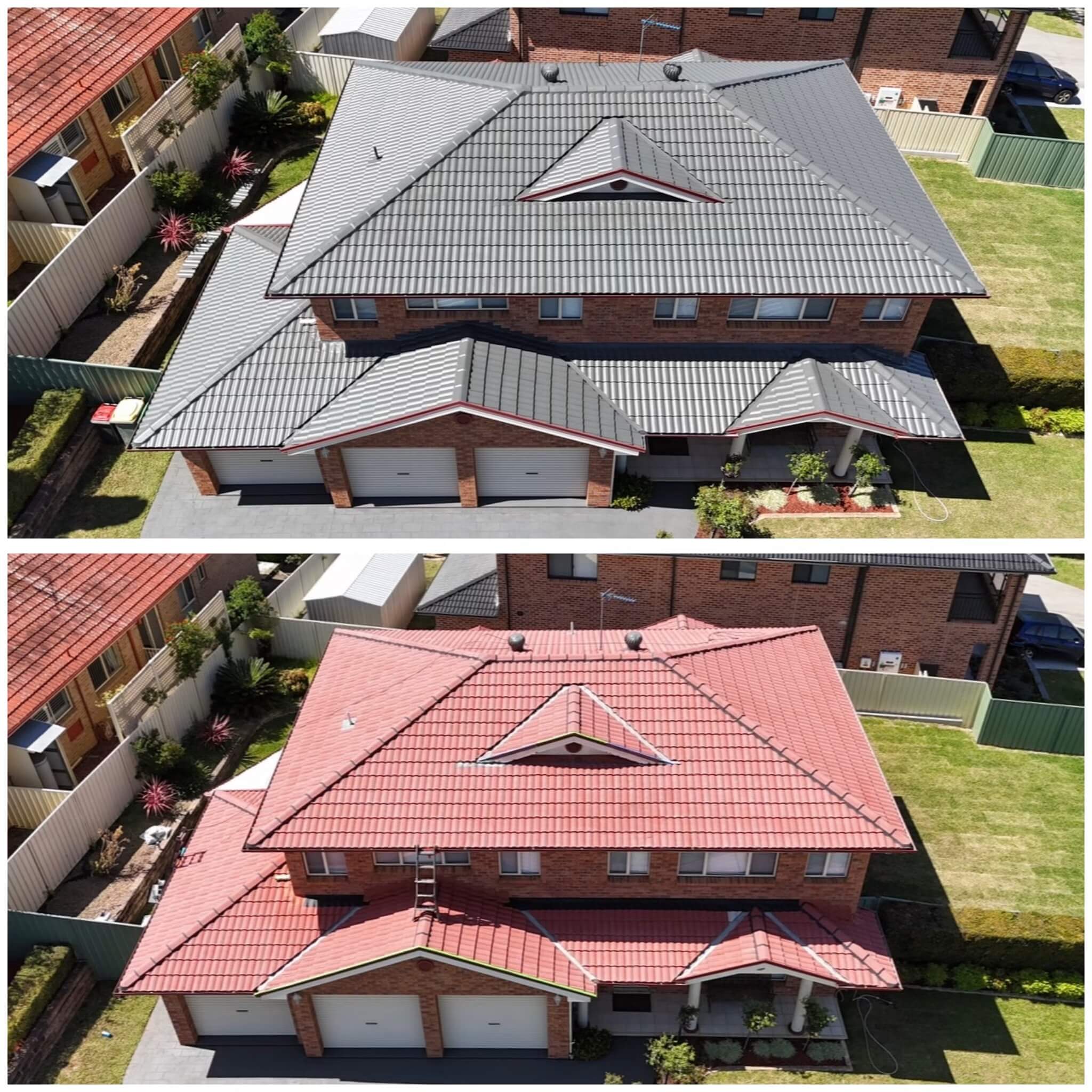 Roof restoration project Sydney before & after
